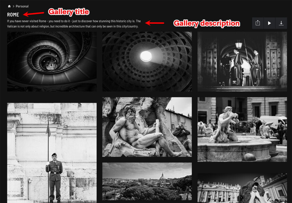Hide gallery title and description using CSS - SmugMug Galleries